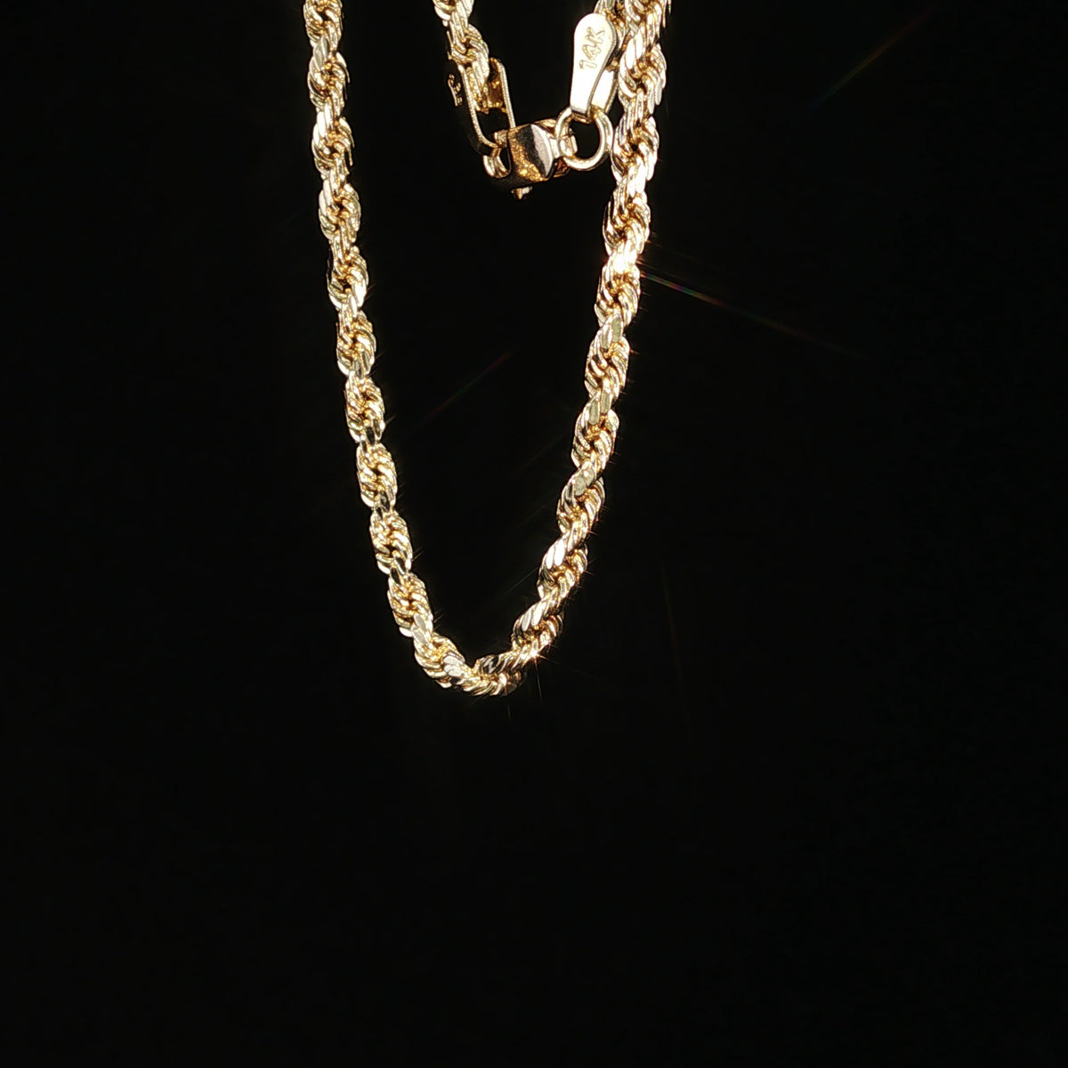 14K solid yellow rope bracelet (7.5")