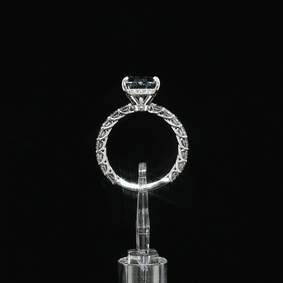 4.02 ct Fancy Vivid Blue Lab-Grown Diamond Ring in 14K White Gold