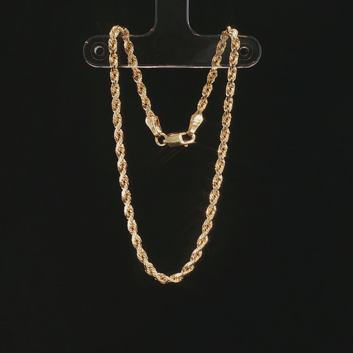 14K solid yellow rope bracelet (8")