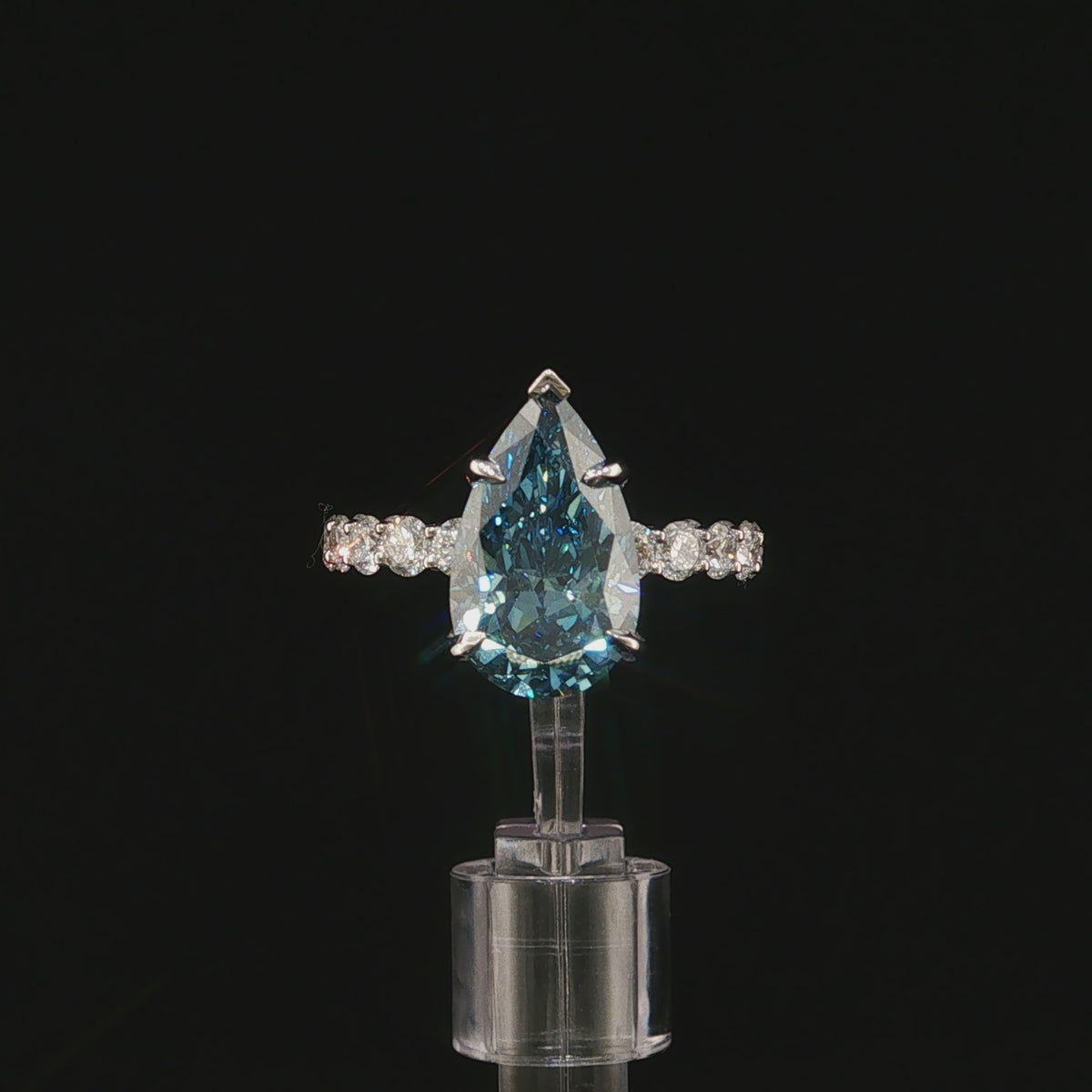 4.02 ct Fancy Vivid Blue Lab-Grown Diamond Ring in 14K White Gold