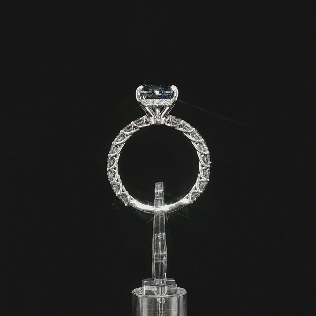 4.02 ct Fancy Vivid Blue Lab-Grown Diamond Ring in 14K White Gold